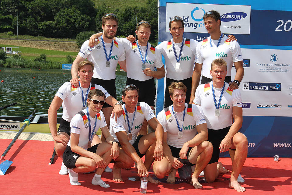 Der Deutschlandachter gewinnt Silber beim Weltcup in Luzern. Foto: Oliver Quickert